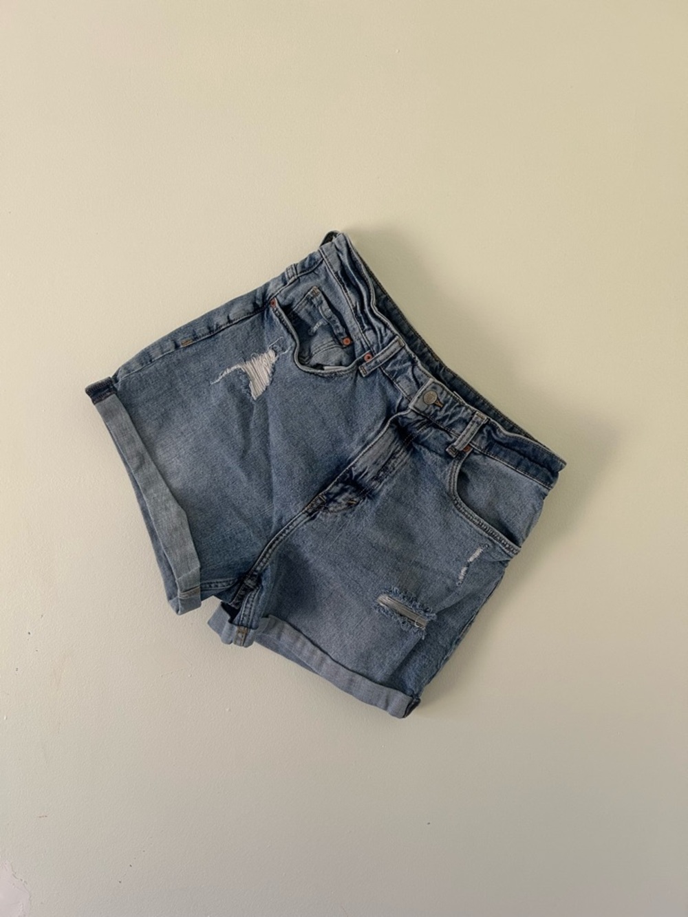 H&M Light Blue Distressed Denim Shorts